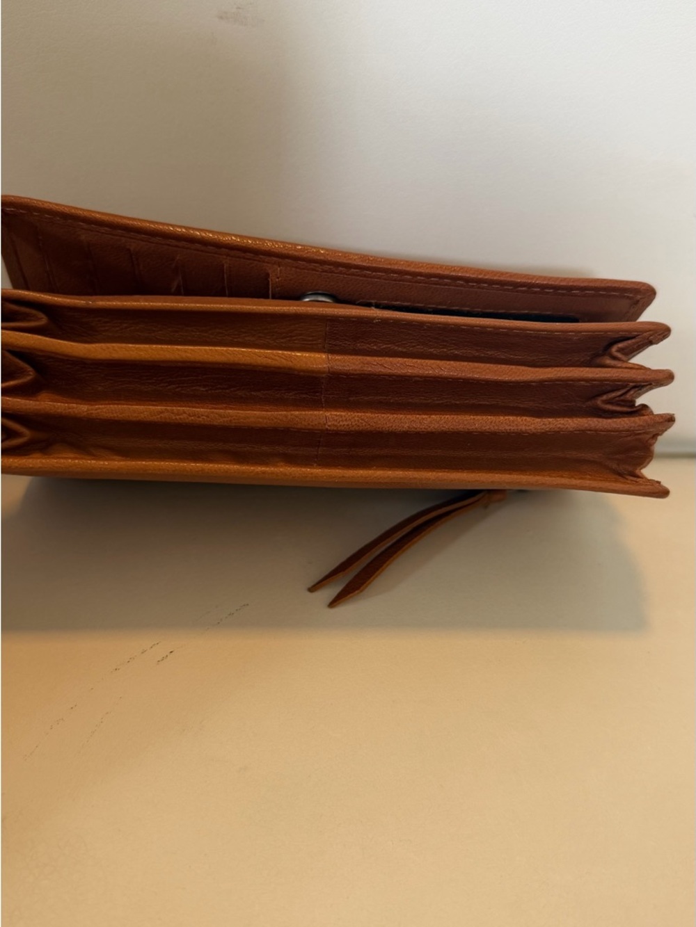 SPIKES & SPARROW Cognac Brown Leather Snap Wallet - Picture 4 of 6